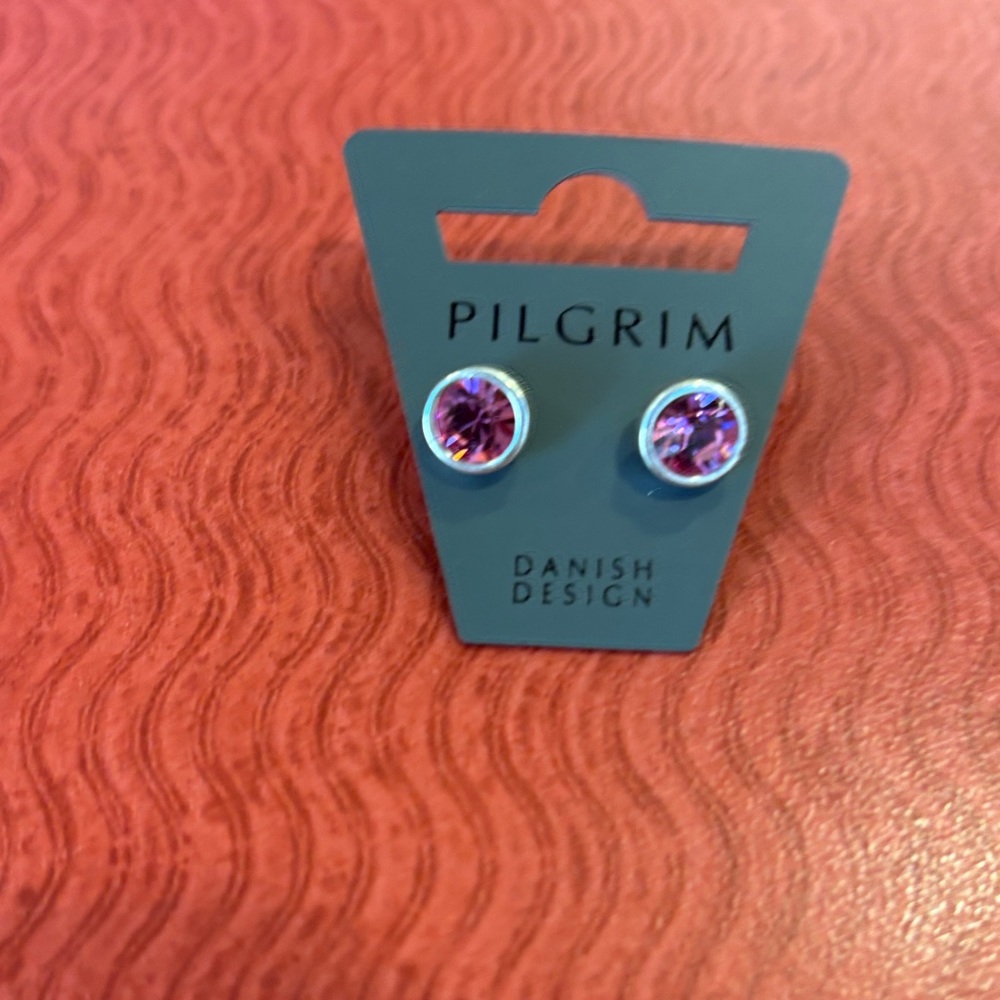 (#110) Pilgrim Lavender Crystal Round Stud Earrings